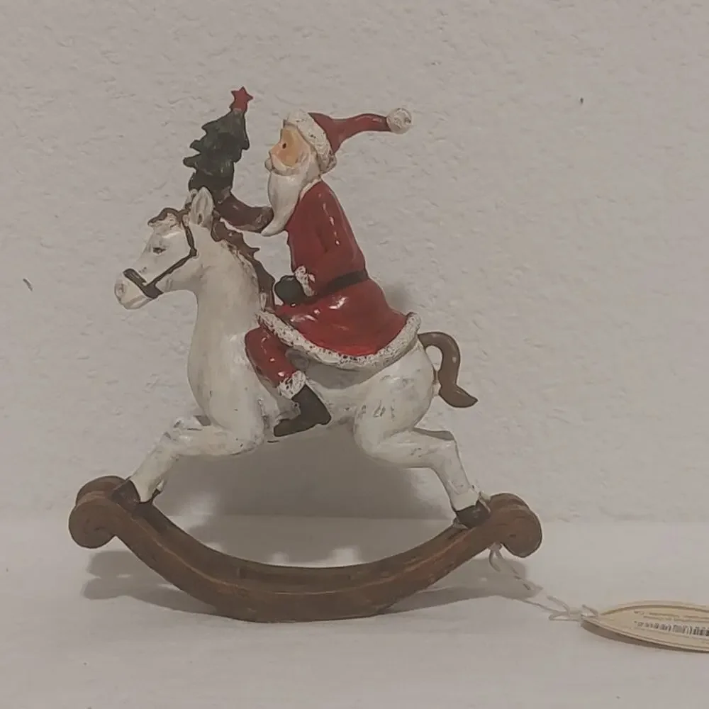 Vintage 1991 Small Resin Santa On Rocking Horse TII Collectables Pre-owned Tags